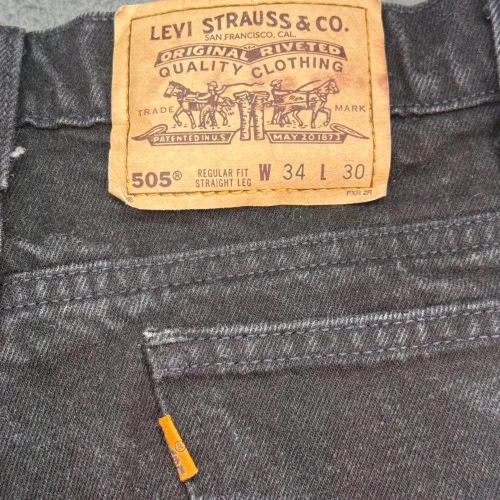 Levi's 505 Jeans Mens 34x30 Black Orange Tab Regular Fit Straight Leg Denim 80's